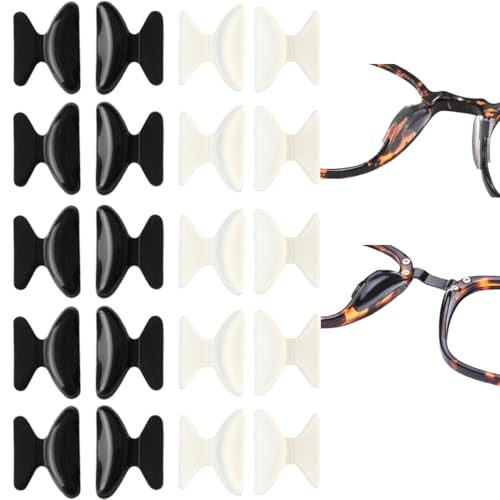 20 Paar Antirutsch Brillenpads, Selbstklebend Brillen Nasenpads, Weiche Silikon Brillenpolster, nasenpads brille selbstklebend, für Vollformat Sonnenbrillen Gläser Zubehör Männer Frauen von HYRKOTW