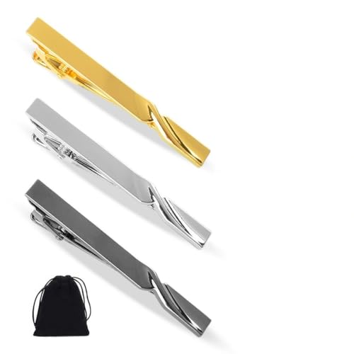 3 Stück Herren Krawattennadel Klassische Krawattennadel aus Kupfer Klassische Krawattennadeln für herren Tie Clip Set Für Valentinstag Hochzeit Vatertagsgeschenk von HYRKOTW
