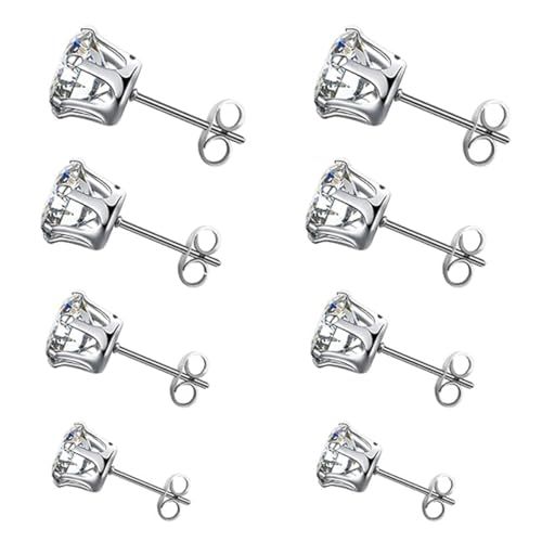 4 Paar Zirkon-Ohrringe zu verkaufen, hypoallergenes Zirkonia-Ohrring-Set, bequeme Ohrringe, geeignet für Frauengeschenke von HYRKOTW