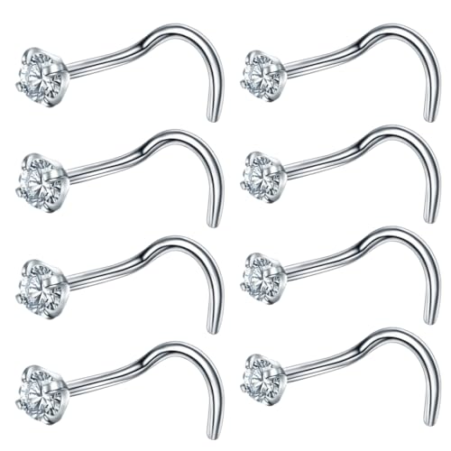 8 Hao-Stein-Piercing-Nasenstifte, Nasenstifte, 5-Wort-Nasenstifte, Zirkonia-Opal-Birnen-Septum-Piercing-Schmuck für Frauen und Männer von HYRKOTW