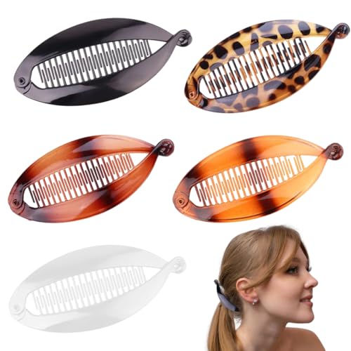 HYRKOTW 5 Stück Retro Bananenklammern, Frauen Haarspangen, geeignet für langes Haar, lockiges oder glattes Haar, Bananenklammer-Haarspangen von HYRKOTW