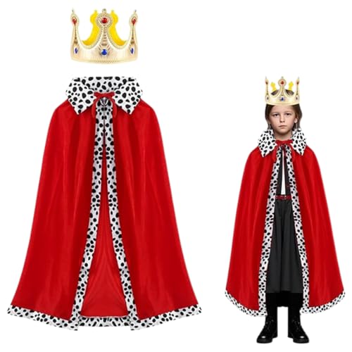 Königsmantel Rot Königsumhang Königsmantel Krone König Umhang des Königs King Arthur Kaiser Adeliger Herzog Karneval Kostüm Mottoparty Geburtstag Theater Verkleidung (Rot) von HYRKOTW