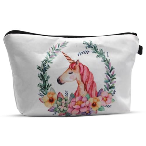Kosmetiktasche mit Regenbogenpferd Klassische Kosmetiktasche Reisetasche tragbarer Beautycase für Damen von HYRKOTW
