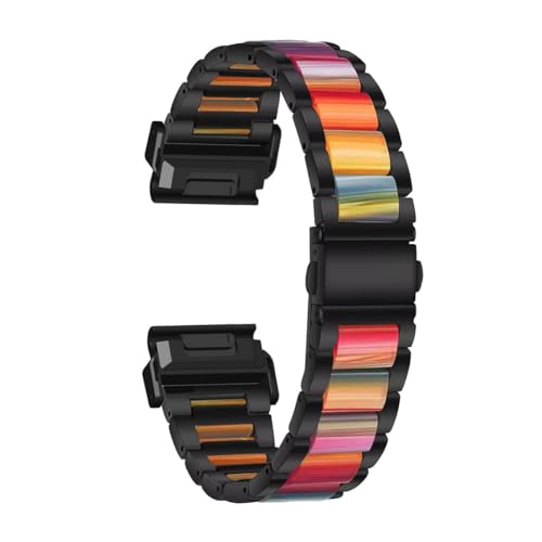Harz Metall Armband Für Garmin Fenix 7/Fenix 6/Fenix 5 Plus/Fenix 6 Pro, Metallband aus Harz für Frauen Männer, Licht Mode Band Kompatibel mit Garmin Fenix 7/Fenix 6/Fenix 5 Plus/Fenix 6 Pro (1) von HYSDFFG