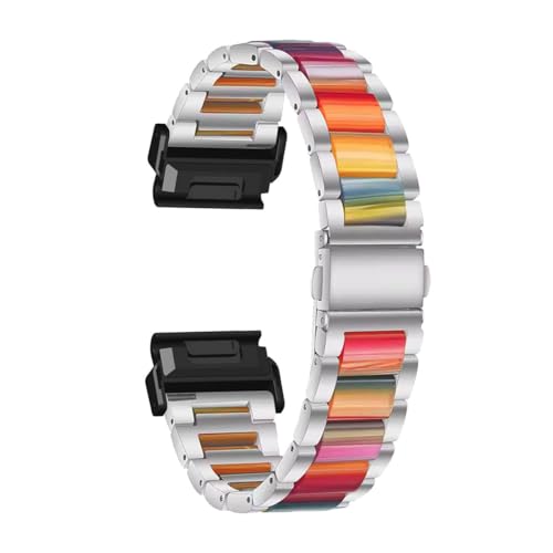 Harz Metall Armband Für Garmin Fenix 7/Fenix 6/Fenix 5 Plus/Fenix 6 Pro, Metallband aus Harz für Frauen Männer, Licht Mode Band Kompatibel mit Garmin Fenix 7/Fenix 6/Fenix 5 Plus/Fenix 6 Pro (2) von HYSDFFG