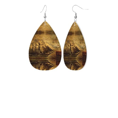 Exquisite Wassertropfen-Leder-Ohrringe mit doppelseitigem Druck – leicht, langlebig und stilvolles Accessoire für jeden Anlass, Einheitsgröße von HYSDPUZK