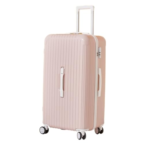 HYSTERIA Reisekoffer 24-Zoll-Handgepäckkoffer for Damen, Leichter Mute-Caster-Koffer Mit Reißverschluss for Herren, Studentenkoffer Trolley (Color : Pink, Size : A) von HYSTERIA