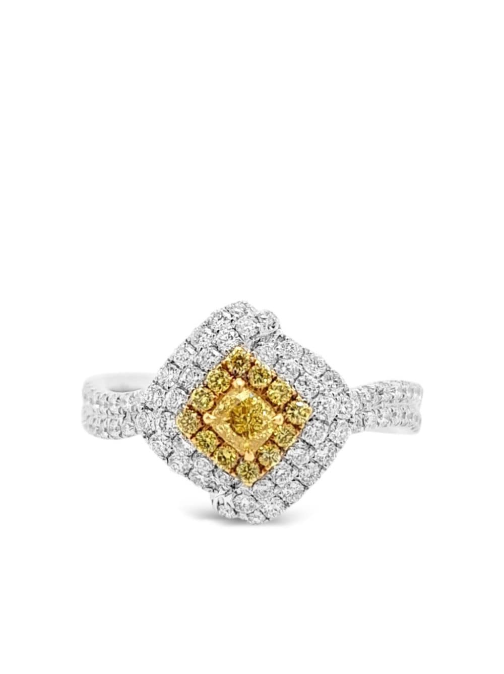 HYT Jewelry 18kt Fancy Intense Gelbgold- und Platinring mit Diamanten - Silber von HYT Jewelry