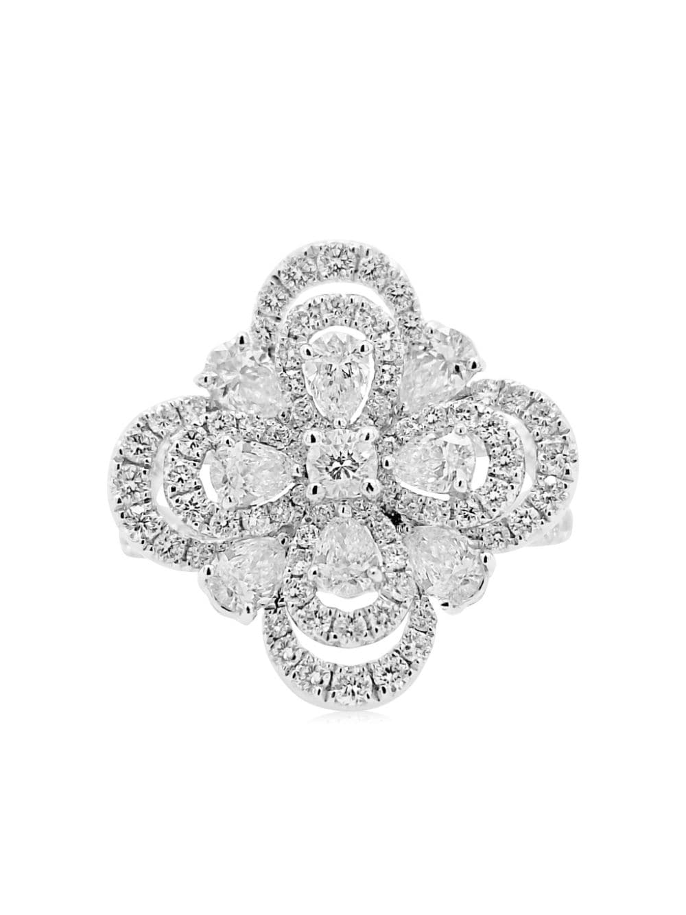 HYT Jewelry Floraler Ring aus Platin mit weißen Diamanten - Silber von HYT Jewelry