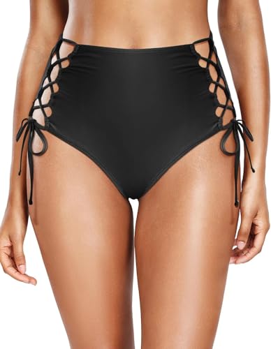 HYTENSUN Damen-Bikinihose mit hoher Taille, Bauchkontrolle, seitliche Bindung, Badehose, Badeanzug, Badehose von HYTENSUN