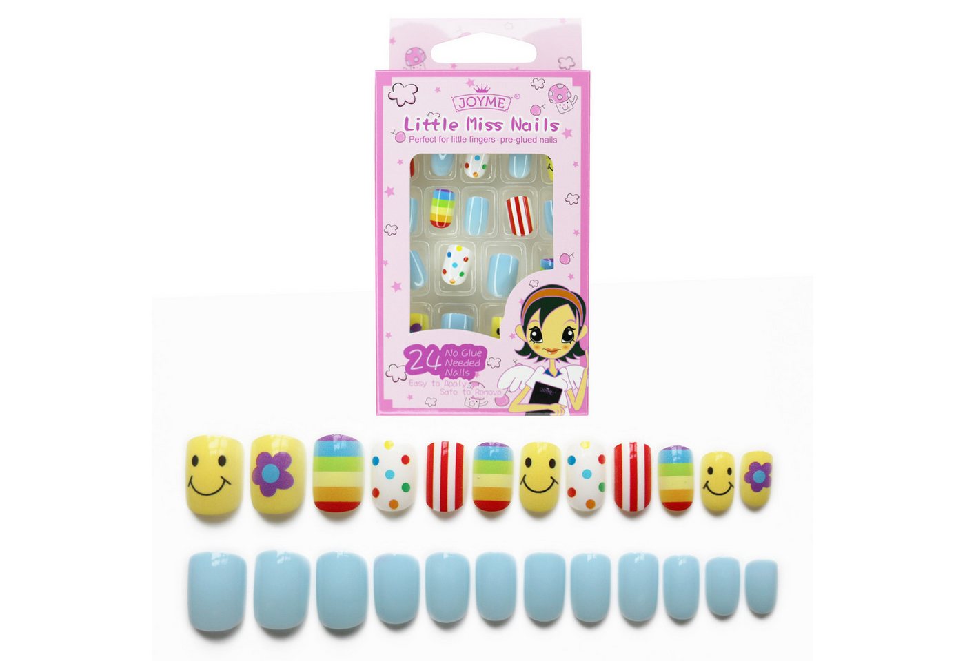 HYTIREBY Kunstfingernägel Selbstklebende Künstliche Fingernägel Set Falsche Kunstnägel, 24-tlg., Geschenke für Kinder und kleine Mädchen von HYTIREBY