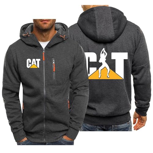 HYTOPCN Herren Hoodie Jacke mit Motiv Caterpillar, Soft Full Zip Hoody Sweatshirt Kapuzenjacke, Casual Sport Herbst Winter Sweatshirt Kapuzenjacke (Dark Grey,XXL) von HYTOPCN