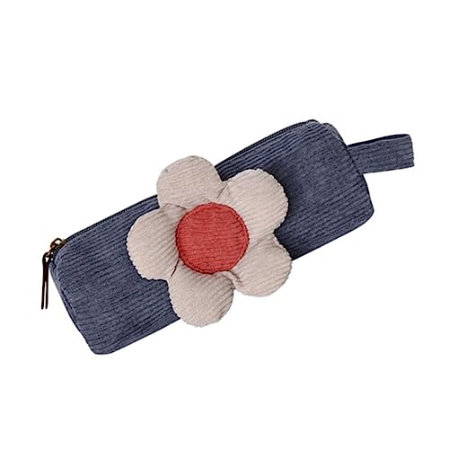 HYTROVE 1 Stück Retro Daisy Bleistiftetui Reißverschluss Federmäppchen für Schüler Vielseitige Aufbewahrungstasche für Zeichnungsbedarf Modisches Design Nebelblau Langlebig und von HYTROVE