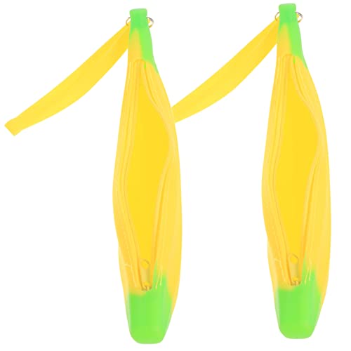 HYTROVE 2 Stück Cartoon Bananen Federmäppchen aus Silikon Tragbare Stiftetasche für Große Kapazität für Stifte Bleistifte und Fröhlichem Gelb von HYTROVE