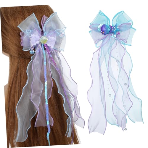 HYTROVE 2stücke Meerjungfrauenschleifen Mit Muschelmuster Und Schleifendesign Für Mädchen Und Frauen Leicht Und Bequeme Haaraccessoires Für Jeden Anlass von HYTROVE