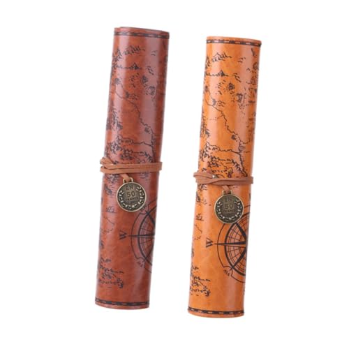 HYTROVE 2stücke Federmäppchen Aus Leder Stiftetasche Stifterolle Organizer Für Stifte Mit Make-up Halter Für Pinsel Retro Design Für Zeichnung Bleistifte von HYTROVE