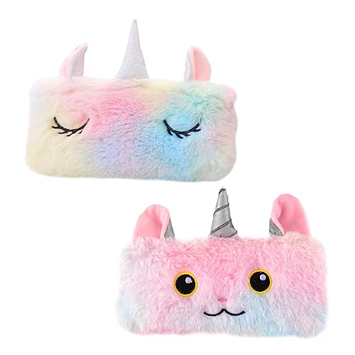 HYTROVE 2stücke Plüsch Federmäppchen Mit Einhorn-Design Große Kapazität Für Schüler Stylische Schreibwaren-Tasche Für Bleistifte Und Zubehör Für Schule Und Freizeit von HYTROVE