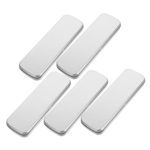 HYTROVE 5Stücke Metall Bleistiftbox Mattes Federmäppchen für Schule und Rechteckiger Stiftbehälter für Langlebig und Praktisch Silberfarben von HYTROVE