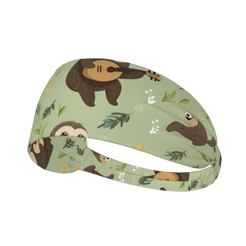Elastisches Sport-Stirnband Haarband HYTTER Lustig Niedlich Tier Faultier Musik Bild Spandex Weich Atmungsaktiv Schnell Trocken von HYTTER