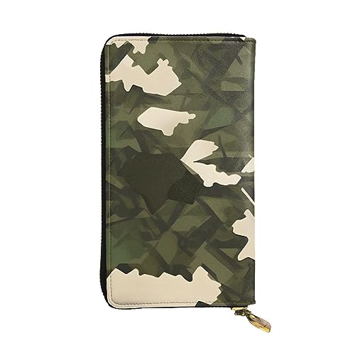 HYTTER Geldbörse aus Leder - Stilvolle und langlebige Geldbörse für Damen mit mehreren Fächern und Reißverschluss-Design, Armee-Camouflage-Muster, Schwarz, Einheitsgröße, Schwarz , Einheitsgröße von HYTTER
