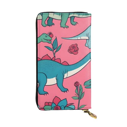 HYTTER Geldbörse aus Leder - Stilvolle und langlebige Geldbörse für Damen mit mehreren Fächern und Reißverschluss-Design, Dinosaurier-Rosenmuster, Schwarz, Einheitsgröße, Schwarz , Einheitsgröße von HYTTER