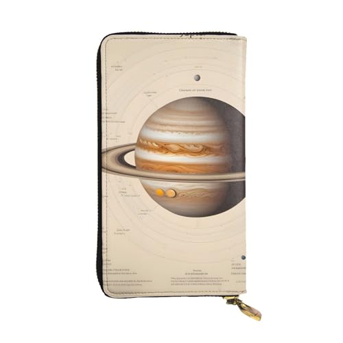 HYTTER Geldbörse aus Leder - Stilvolle und langlebige Geldbörse für Damen mit mehreren Fächern und Reißverschluss-Design Sonnensystem Jupiter Muster, Schwarz, Einheitsgröße, Schwarz , Einheitsgröße von HYTTER