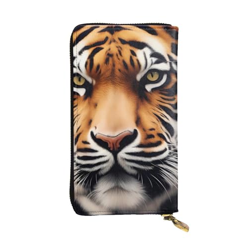 HYTTER Geldbörse aus Leder - Stilvolle und langlebige Geldbörse für Damen mit mehreren Fächern und Reißverschluss-Design Tigergesichtsmuster, Schwarz, Einheitsgröße, Schwarz , Einheitsgröße von HYTTER