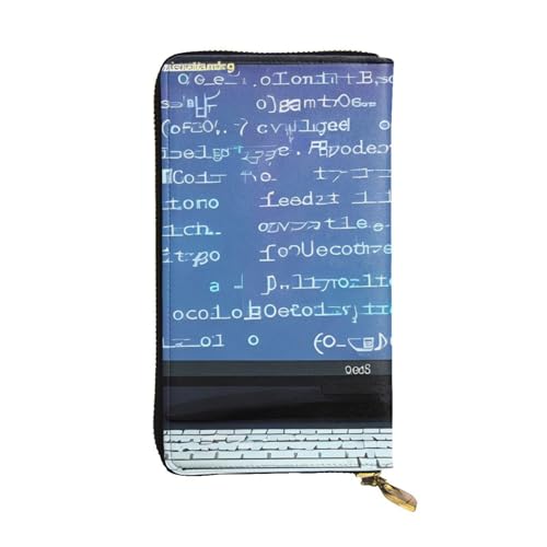 HYTTER Geldbörse aus Leder – stilvolle und langlebige Geldbörse für Damen mit mehreren Fächern und Reißverschluss-Design, Programmiercode-Muster, Schwarz, Einheitsgröße, Schwarz , Einheitsgröße von HYTTER