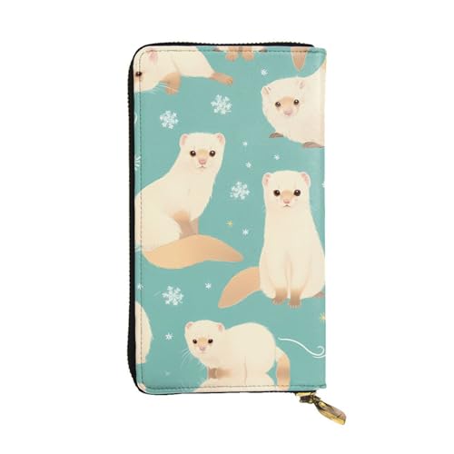 HYTTER Geldbörse aus Leder – stilvolle und langlebige Geldbörse für Damen mit mehreren Fächern und Reißverschluss-Design, französisches Modemodell, Frettchenmuster, Schwarz, Einheitsgröße, Schwarz , von HYTTER