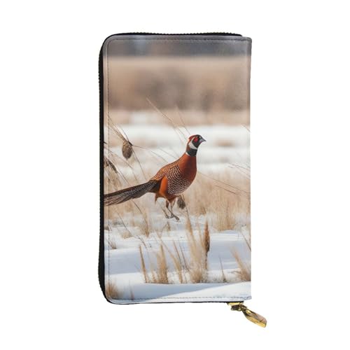 HYTTER Geldbörse aus Leder – stilvolle und langlebige Geldbörse für Damen mit mehreren Fächern und Reißverschluss-Design Fasanenjagd-Muster, Schwarz, Einheitsgröße, Schwarz , Einheitsgröße von HYTTER