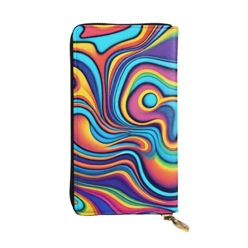 HYTTER Ledergeldbörse – stilvolle und langlebige Geldbörse für Damen mit mehreren Fächern und Reißverschluss-Design, psychedelische Farben, Schwarz, Einheitsgröße, Schwarz , Einheitsgröße von HYTTER
