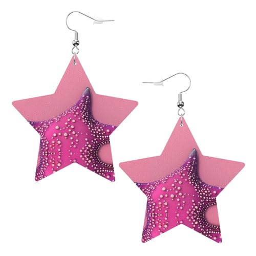 Modische Stern-Ohrringe mit rosa Sandstränden, stilvoll und schön, leicht, baumelnd für Damen und Mädchen, Einheitsgröße, Leder von HYTTER