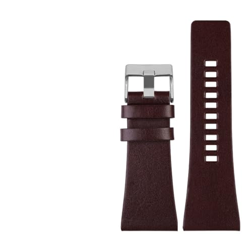 HYUOIND Lederarmband kompatibel mit Diesel DZ7406 DZ7408 DZ4280 DZ4343 Uhrenarmband(Brown silver clasp,24mm) von HYUOIND