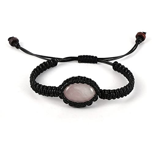 Armkette Herren, Natürlicher Edelstein, Elegantes Rosenquarz-Freundschaftsarmband Mit Verstellbarem, Geflochtenem Seil, Chakra-Armbänder, Glücks-Yoga-Charme, Schmuck Für Frauen Und Männer von HYXC