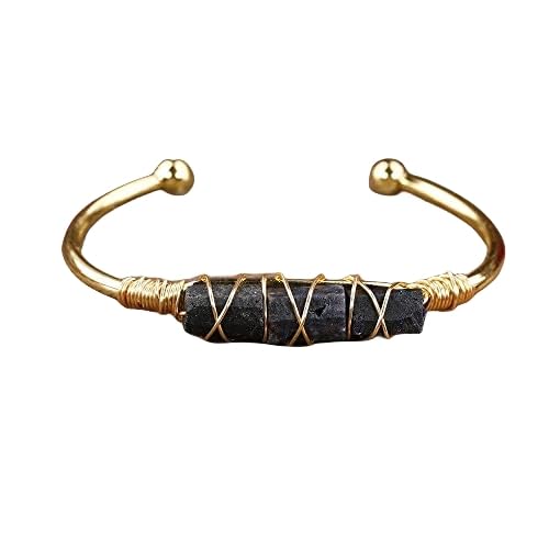 HYXC Chakra Armband, Natürliche Saphir-Rohstein-Armbänder, Nugget-Perlen, Energieedelstein, Offen, Verstellbare Manschettenarmbänder, Chakra-Yoga-Armbänder, Schmuck Für Frauen Und Männer von HYXC