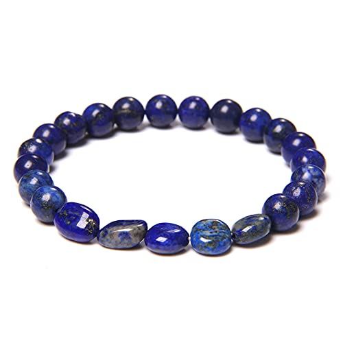 HYXC Chakra Armband Echte Steine, Natürliche Blaue Lapis-Stein-Armbänder Mode 8 Mm Unregelmäßige Perlen-Chakren-Armbänder Elastische Energie-Edelstein-Armbänder Balance-Yoga-Schmuck Für Frauen Und von HYXC