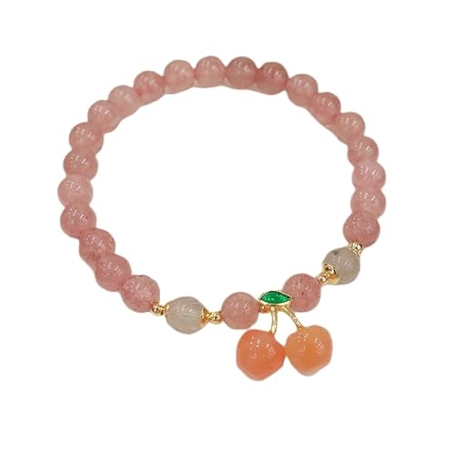 HYXC Perlen Armband, Natürliche Rosa Wassermelonen-Stein-Armbänder, Exquisite Kirsch-Charm-Korn-Chakra-Armbänder, Elastische Energie-Edelstein-Armbänder, Balance-Yoga-Schmuck Für Frauen Und Männer von HYXC