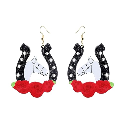 Pferdeohrringe für Damen, glitzernde Strass-Rose, Western-Hufeisen-Ohrringe, Westernschmuck, Geschenke für Frauen Pferdeohrringe für Damen, glitzernde Strass-Rose, Western-Hufeisen-Ohrringe, Westernschmuck, Geschenke für Frauen von HYXITVCG