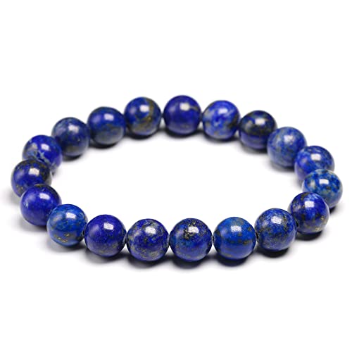 HYXX Chakra Armband Echte Steine, Kreative 10 Mm Lapislazuli Naturstein Armband Chakra Energie Edelstein Armbänder Freundschaft Yoga Elastische Armreifen Charm Schmuck Für Männer Frauen,25Cm(9.8Inch) von HYXC