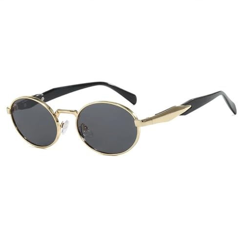 HYYZZC Retro Runde Metall Sonnenbrille Damen Mode Leopard Sonnenbrille Trendy Brillen Weiblich Männlich UV400,Gold Grau,1PC von HYYZZC