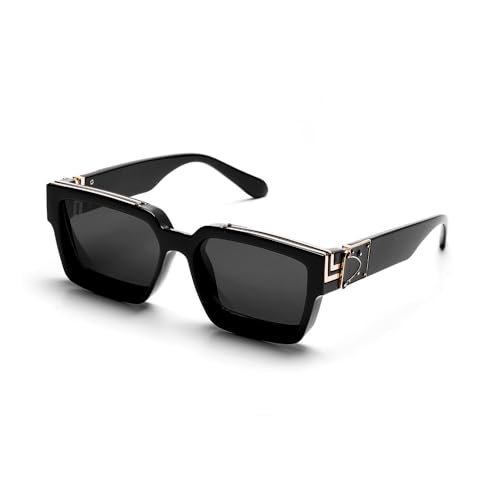HYYZZC Retro-Sonnenbrille für Herren und Damen, Schwarz, Klein, Gold, Schwarz, Einheitsgröße von HYYZZC
