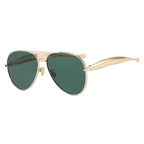HYYZZC Übergroße Damen-Sonnenbrille, goldfarbener Metallrahmen, UV400, Vintage-Schattierungen, Mode-Accessoires, C4 Goldbraun, Einheitsgröße von HYYZZC
