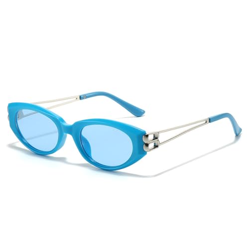 HYYZZC Vintage Kleine Damenbrille Ende Frau Retro Cat-Eye Outdoor Autofahren Mode Sonnenbrille, blau, 2 Stück von HYYZZC