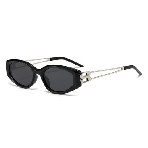 HYYZZC Vintage Kleine Damenbrille Ende Frau Retro Cat-Eye Outdoor Autofahren Mode Sonnenbrille, schwarz grau, 1 STÜCK von HYYZZC