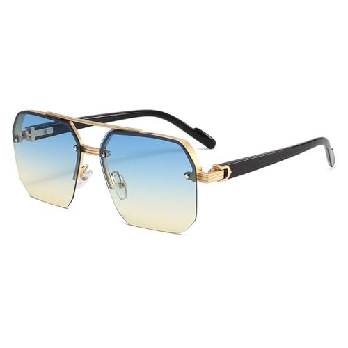 Herren Metall Sonnenbrille Halbrahmen Reisnägel Lässig Trend Persönlichkeit Retro Mode Outdoor Sportbrille UV400,C2,1PC von HYYZZC