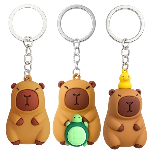 HYZSHL 3 PCS Capybara Schlüsselanhänger, Niedliche Capybara Anhänger für Rucksack und Schlüssel, Taschenanhänger, Lustiger Capybara Anhänger, oder für den persönlichen Gebrauch von HYZSHL