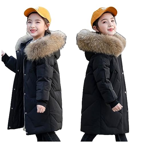 HYueaph Kinder Winter Jacke Mädchen Winter Warme Winter Jacke Kinder Jacke,black-160cm von HYueaph