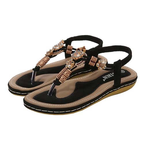 HYueaph Sommersandalen in Übergröße, flache Sandalen für Damen, rutschfeste Gummisohle, offene Zehenkeilschuhe, Schwarz , 43.5 EU HYueaph Sommersandalen in Übergröße, flache Sandalen für Damen, rutschfeste Gummisohle, offene Zehenkeilschuhe, Schwarz , 43.5 EU von HYueaph