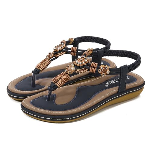 HYueaph Sommersandalen in Übergröße, flache Sandalen für Damen, rutschfeste Gummisohle, offene Zehenkeilschuhe, blau, 37.5 EU HYueaph Sommersandalen in Übergröße, flache Sandalen für Damen, rutschfeste Gummisohle, offene Zehenkeilschuhe, blau, 37.5 EU von HYueaph