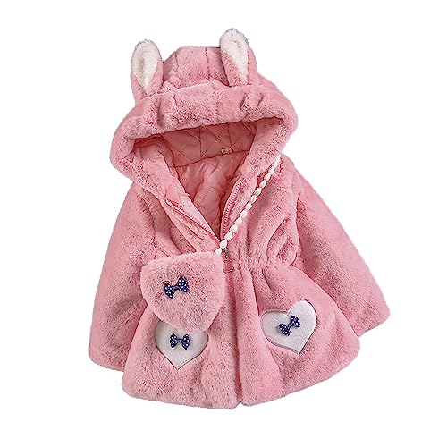 Kleinkind Mädchen Jacke Langarm Herbst Winter Kinder Fleece Reißverschluss Oben Solide Jacken Warme Wolle Big Girl Jacke,Pink- 100cm von HYueaph